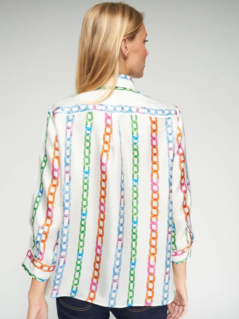 33392 Multicolor Chain Print Shirt - Brown Loft