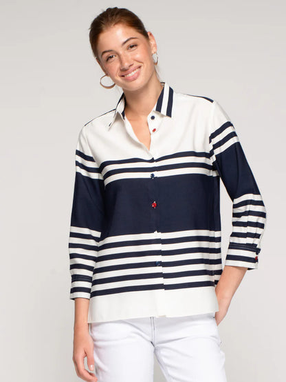 33395 Horizontal Striped Shirt - Brown Loft