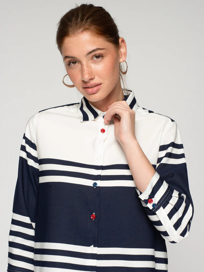 33395 Horizontal Striped Shirt - Brown Loft