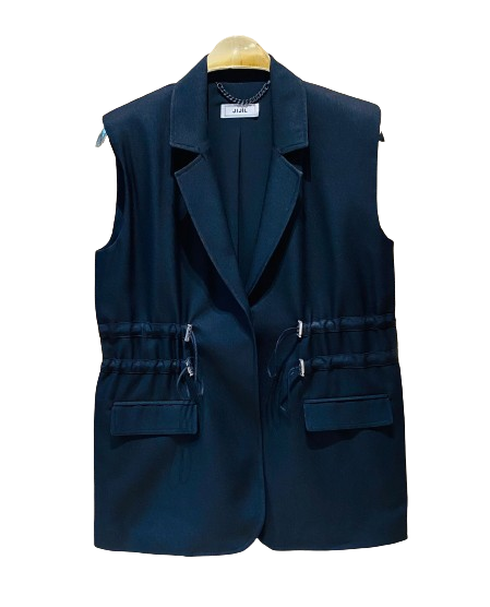 JPE24GI199 Single Breasted Sleeveless Jackets سترات بلا أكمام بصدر واحد