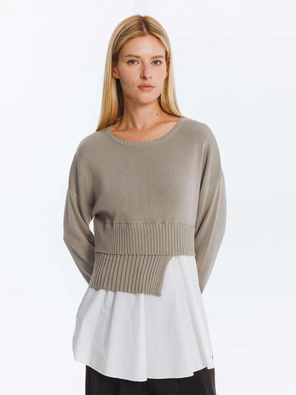 COBAK5024 (Panelled Knitwear Jumper Top) بلوزة كنزة محبوكة مغطاة بألواح