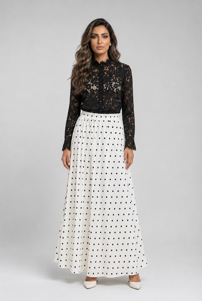 Pearl Buttoned Floral Lace Top 81085