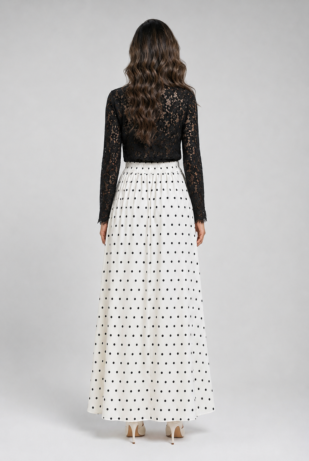 Polka Dot Satin Skirt 08152-7