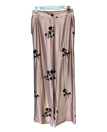 43-5110 (Satin Pants with Flower Emb) بنطال من الساتان مع تطريز الزهرة