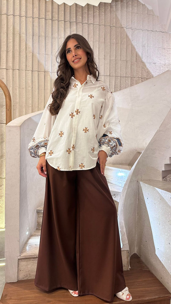 TDM50722 Embroidered Tribal Pattern Shirt