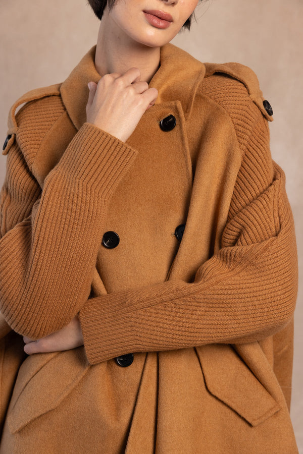 Venezia معطف من مزيج الصوف مزدوج الصدر