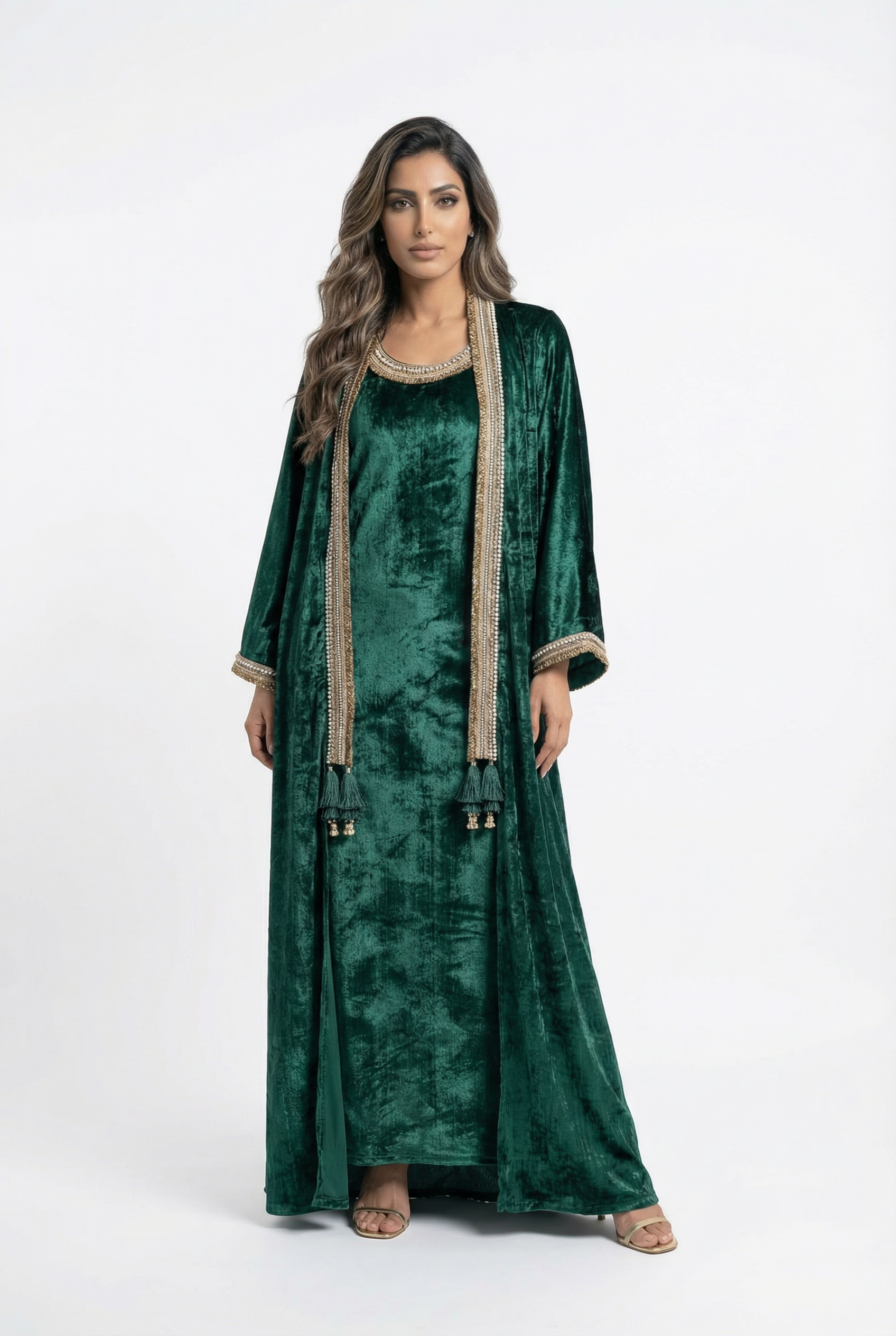 Velvet Pearl Set Dress and Cardigan - Brown Loft