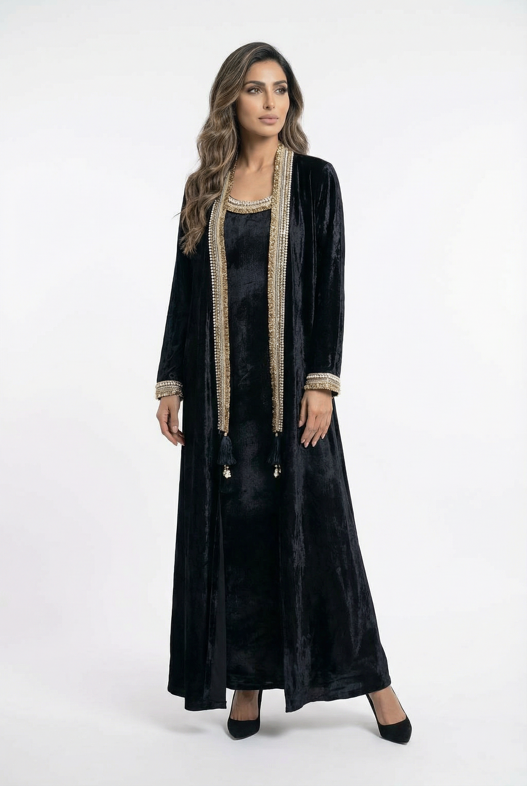 Velvet Pearl Set Dress and Cardigan - Brown Loft