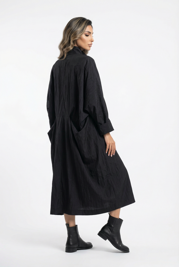 25AW-5060 Zippered Oversized Dress Coat معطف رسمي كبير الحجم بسحاب
