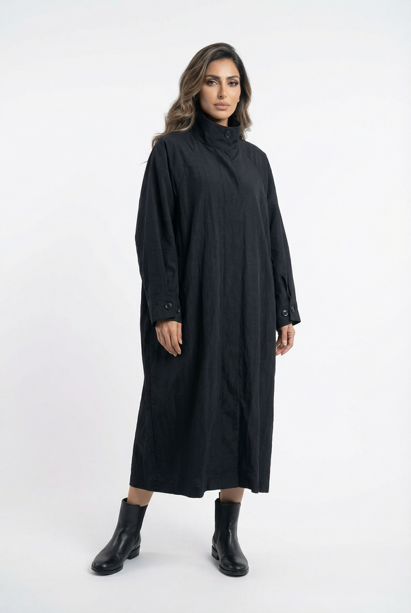 25AW-5060 Zippered Oversized Dress Coat معطف رسمي كبير الحجم بسحاب