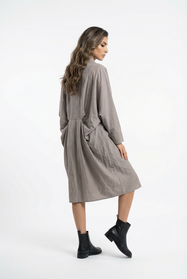 25AW-5060 Zippered Oversized Dress Coat معطف رسمي كبير الحجم بسحاب