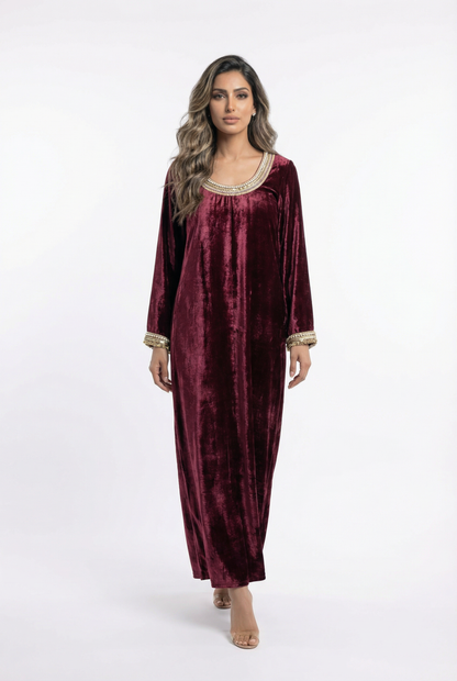 Velvet Pearl Kaftan - Brown Loft