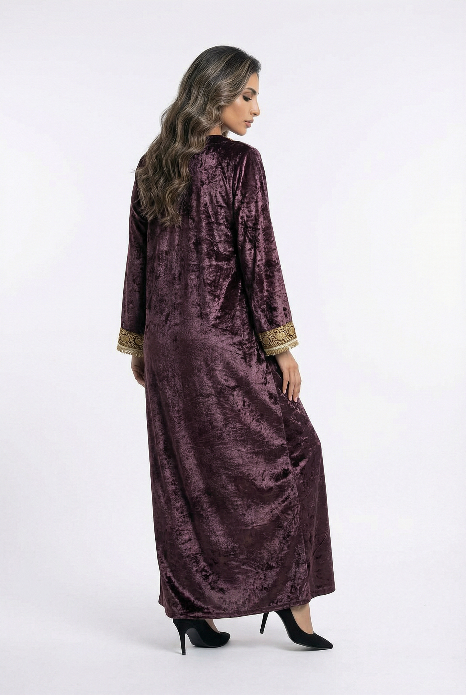 Velvet Fringe Kaftan - Brown Loft