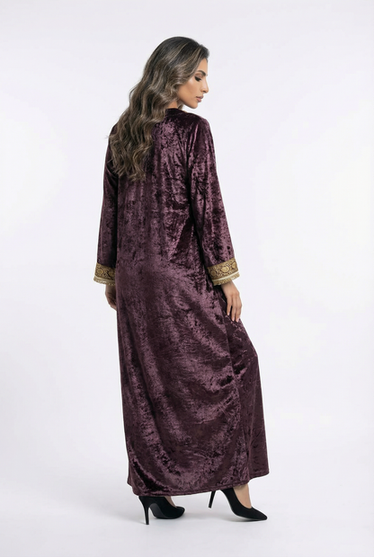 Velvet Fringe Kaftan - Brown Loft