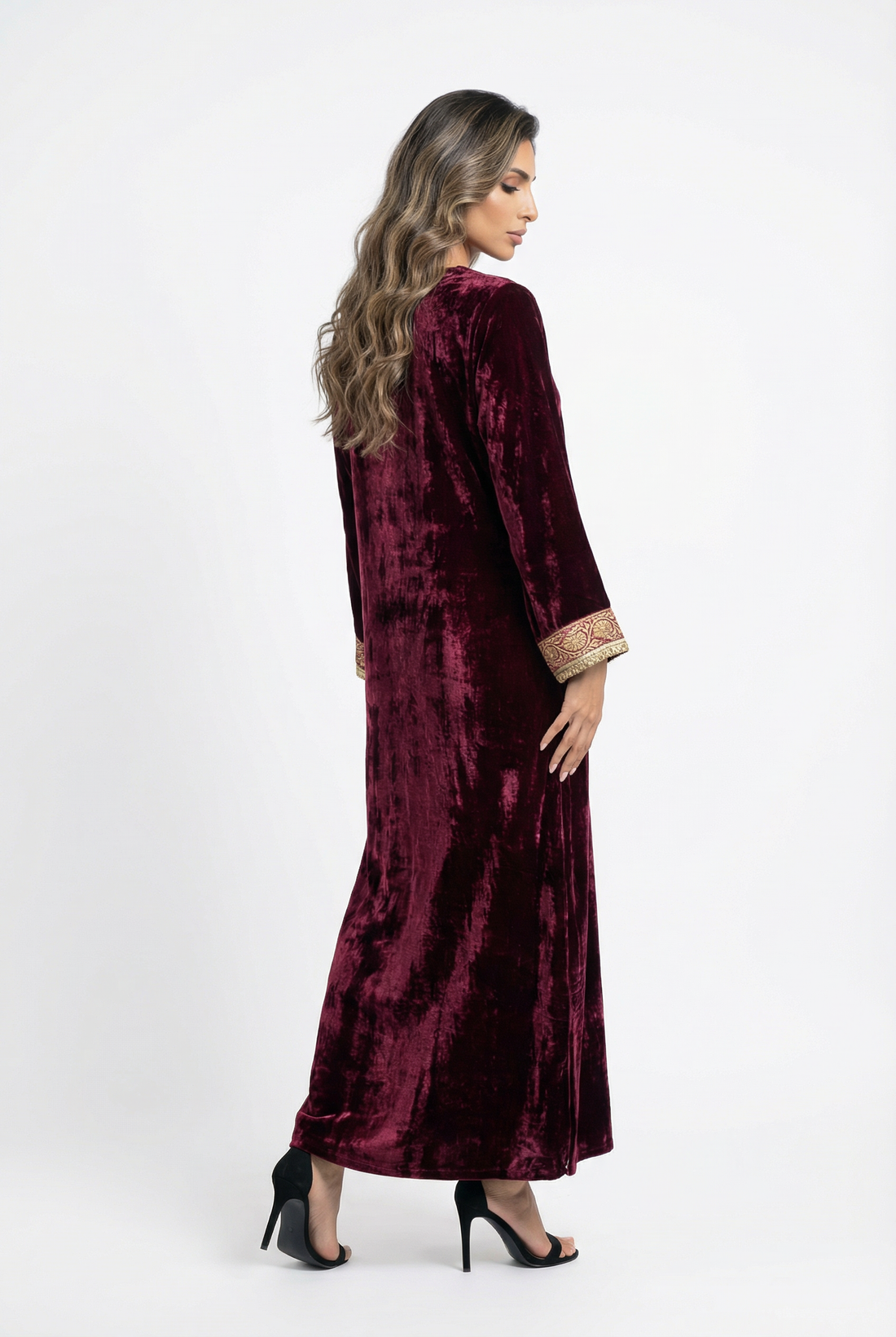 Velvet Fringe Kaftan - Brown Loft