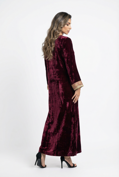 Velvet Fringe Kaftan - Brown Loft