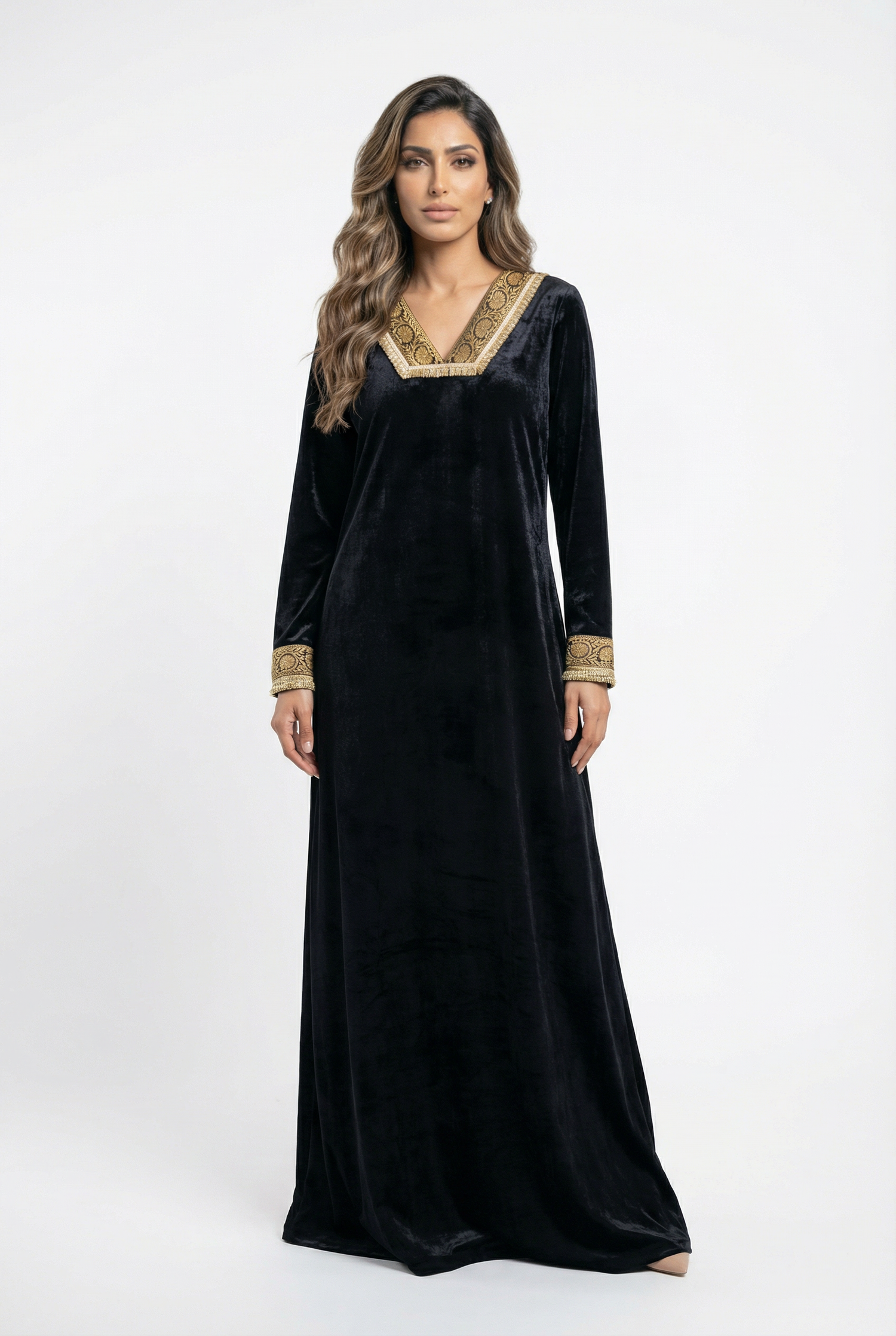 Velvet Fringe Kaftan - Brown Loft