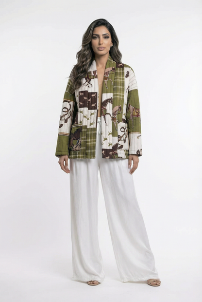 Horse Print Quilted Jacket – KD7280-17