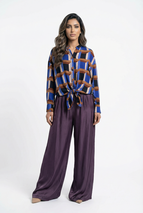 165K0509 Geometric Print Top بلوزة بطباعة هندسية