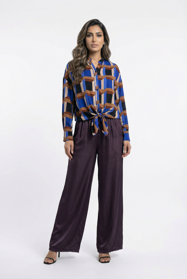 165K0509 Geometric Print Top بلوزة بطباعة هندسية