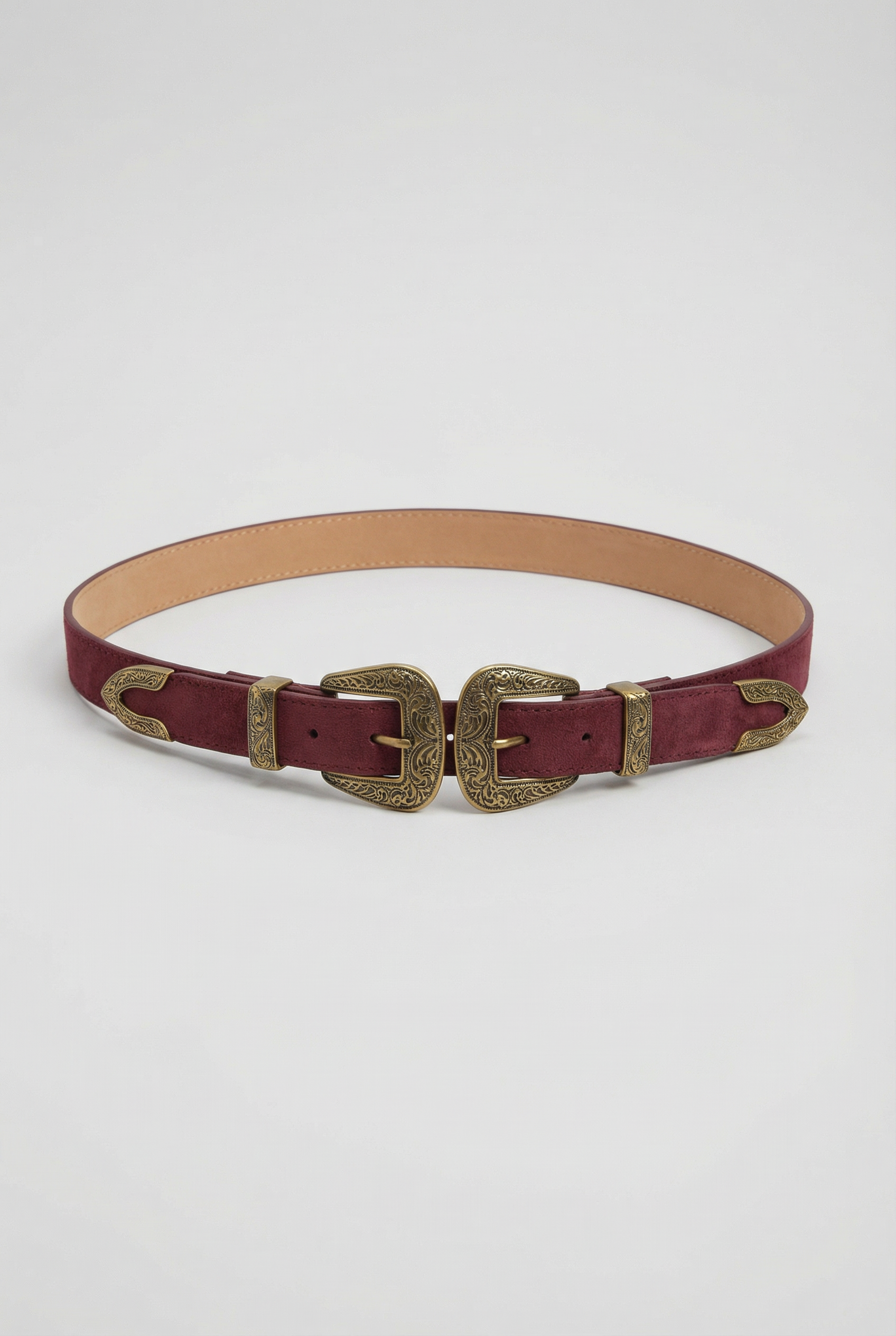 BK0146 Double Up Buckle Belt حزام بإبزيم مزدوج - Brown Loft