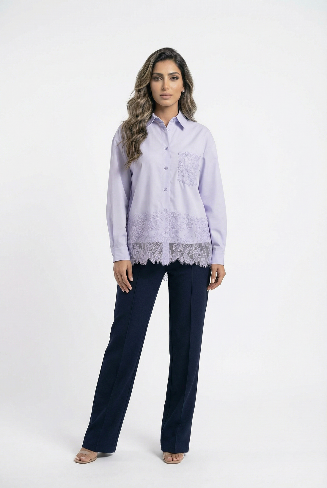 COBEB1003 Oversized Lace Panel Shirt