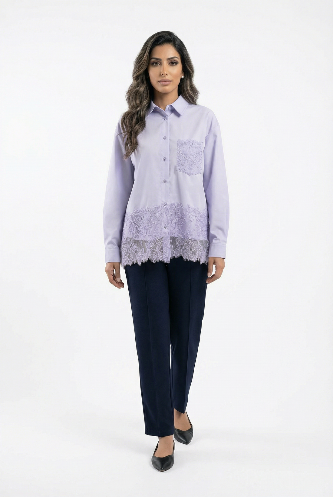 COBEB1003 Oversized Lace Panel Shirt