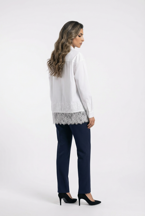 COBEB1003  Oversized Lace Panel Shirt قميص كبير الحجم بلوحة من الدانتيل