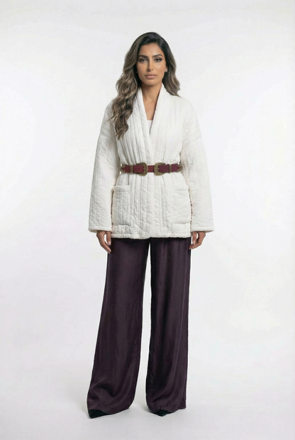 BK0146 Double Up Buckle Belt حزام بإبزيم مزدوج - Brown Loft