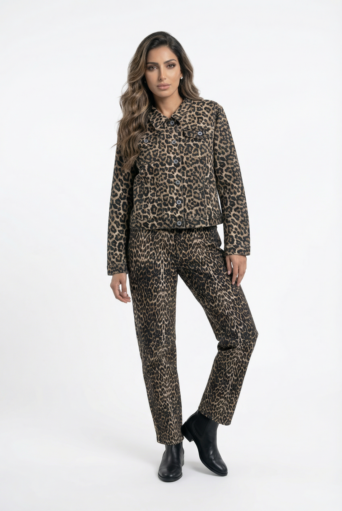 SD8065 Leopard Print Short Jacket - Brown Loft
