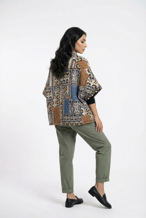 KD8018 كارديجان مبطن متعدد الألوان مطبوع