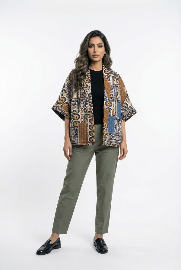 KD8018 كارديجان مبطن متعدد الألوان مطبوع