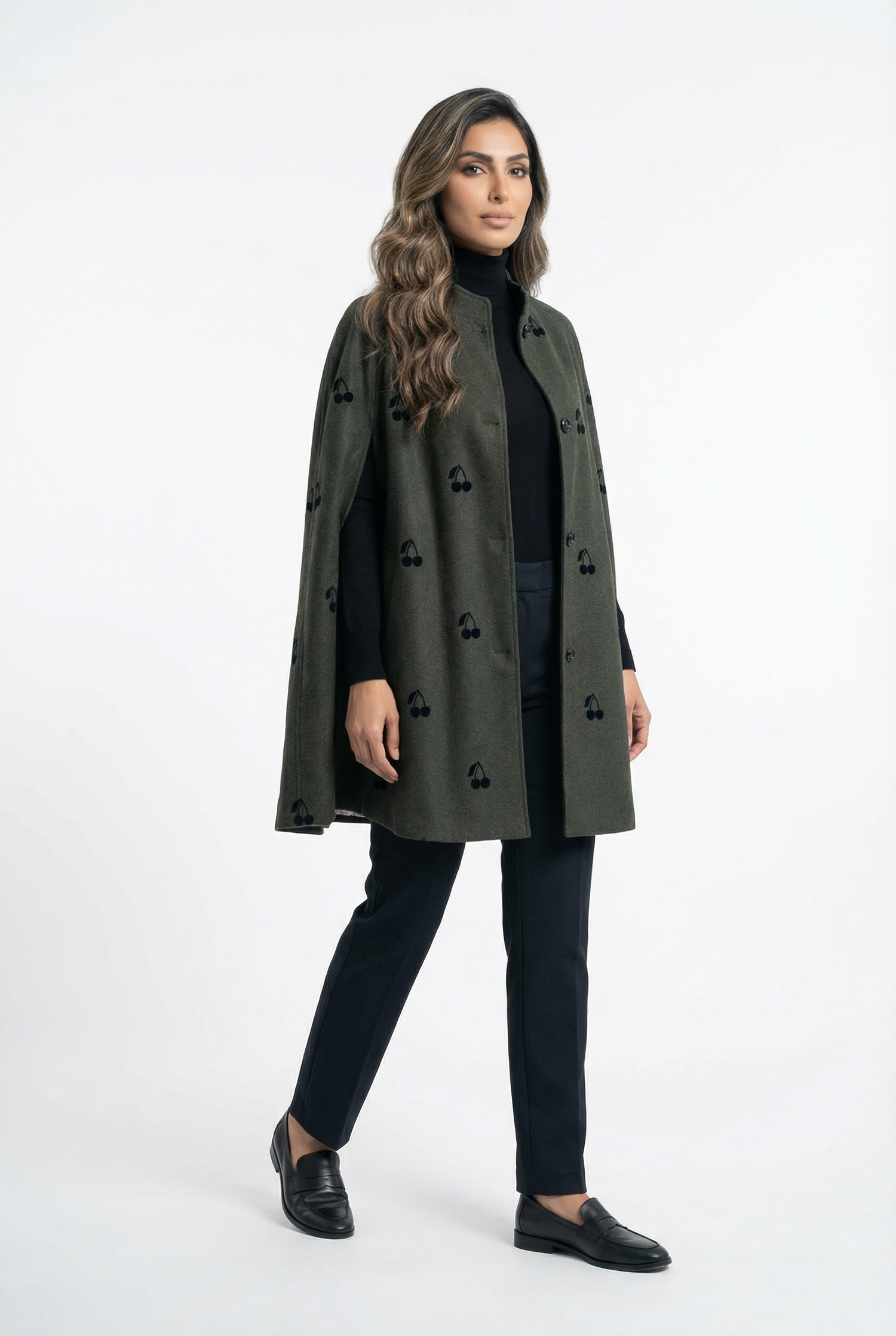 32941 Wool Blend Cape Coat - Brown Loft