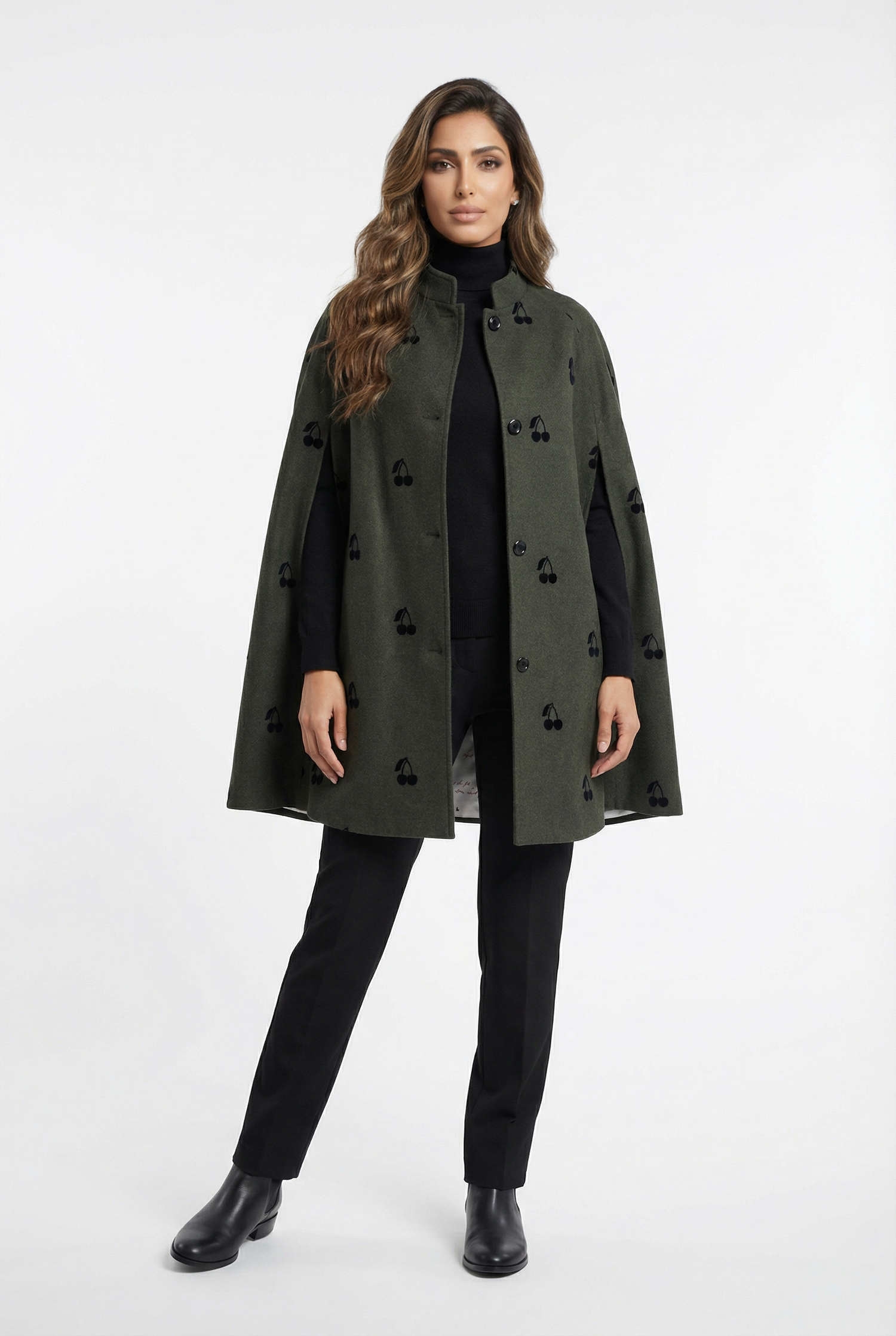32941 Wool Blend Cape Coat - Brown Loft