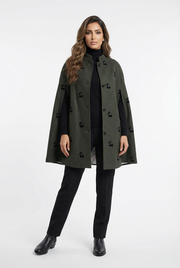 32941 Wool Blend Cape Coat معطف الرأس من مزيج الصوف