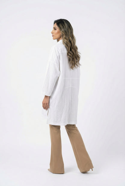25S-5074 Buttoned Collared Oversize Long Back Trench Coat - Brown Loft