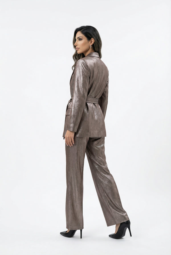 54-1054/5067 Metallic Effect Jacket and Pant جاكيت وبنطال بتأثير معدني