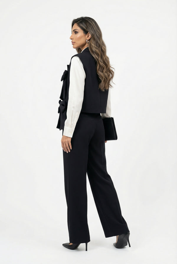 54-1012 Sleeveless Jacket with bow details سترة بدون أكمام مع تفاصيل على شكل فيونكة