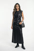 54-2036/6017 Faux Leather Top with Long Skirt - Brown Loft