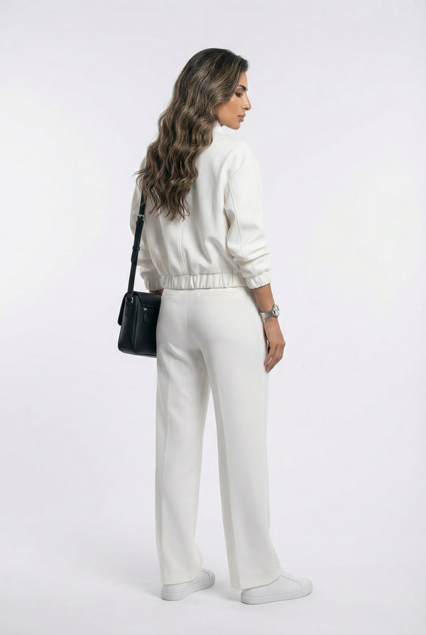 V26011 SET Bomber Jacket and Wide Leg Pants سترة بومبر وبنطال واسع الساق