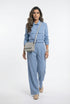 V2575 SET Bomber Jacket and Wide Leg Pants سترة بومبر وبنطال واسع الساق - Brown Loft