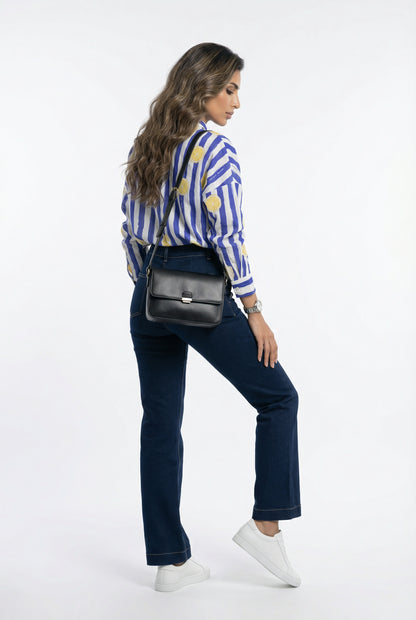 33458 Striped Oversized Linen Shirt - Brown Loft