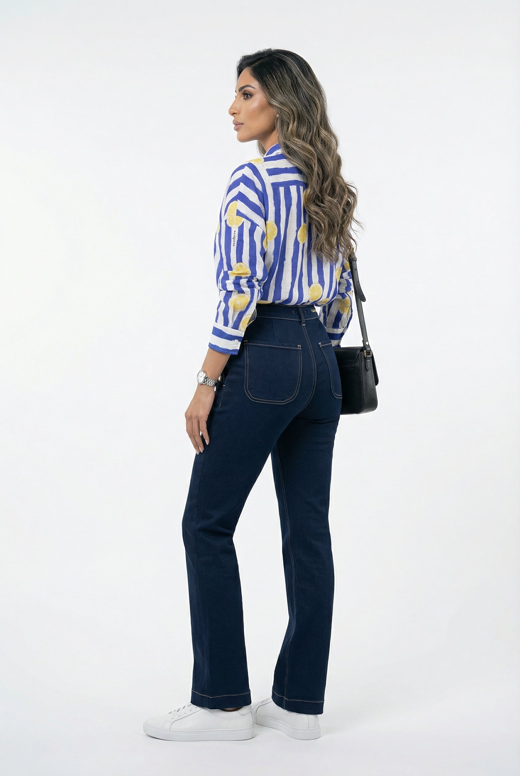 33458 Striped Oversized Linen Shirt - Brown Loft