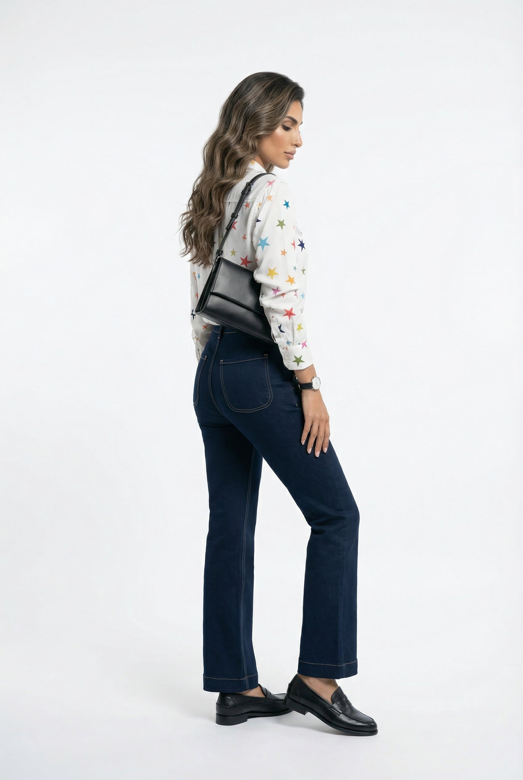 33493 Star Print Viscose Shirt - Brown Loft