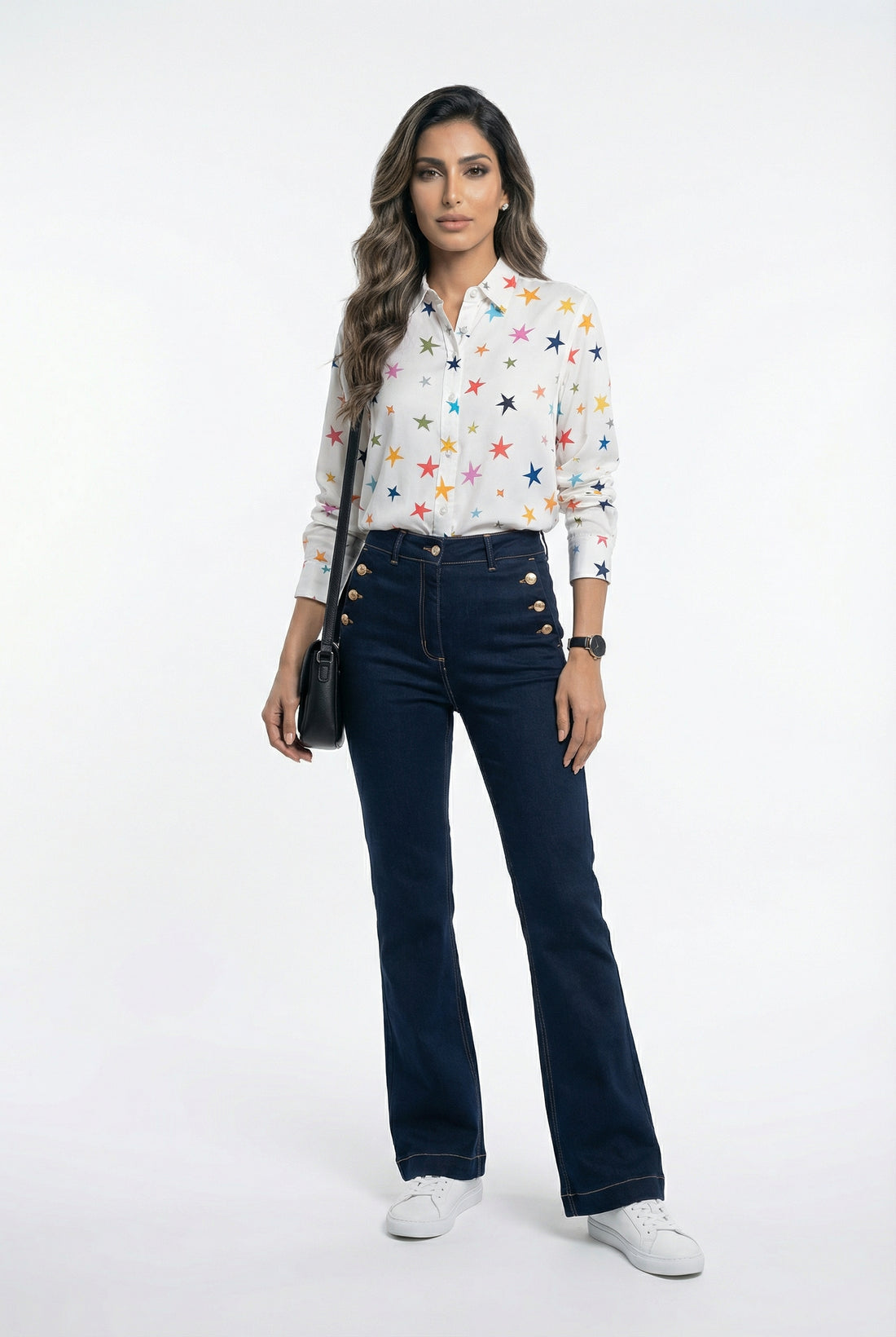33608 High-Rise Denim Jeans Sailor Pants - Brown Loft