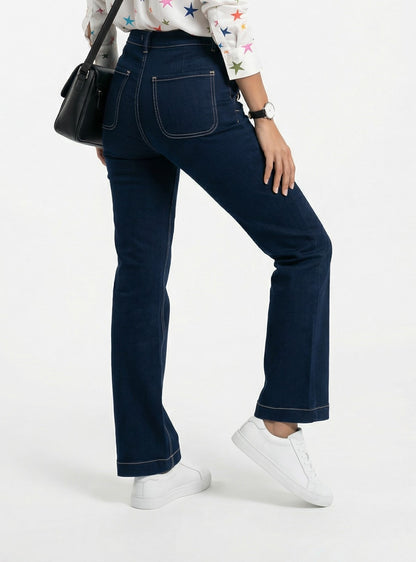 33608 High-Rise Denim Jeans Sailor Pants - Brown Loft