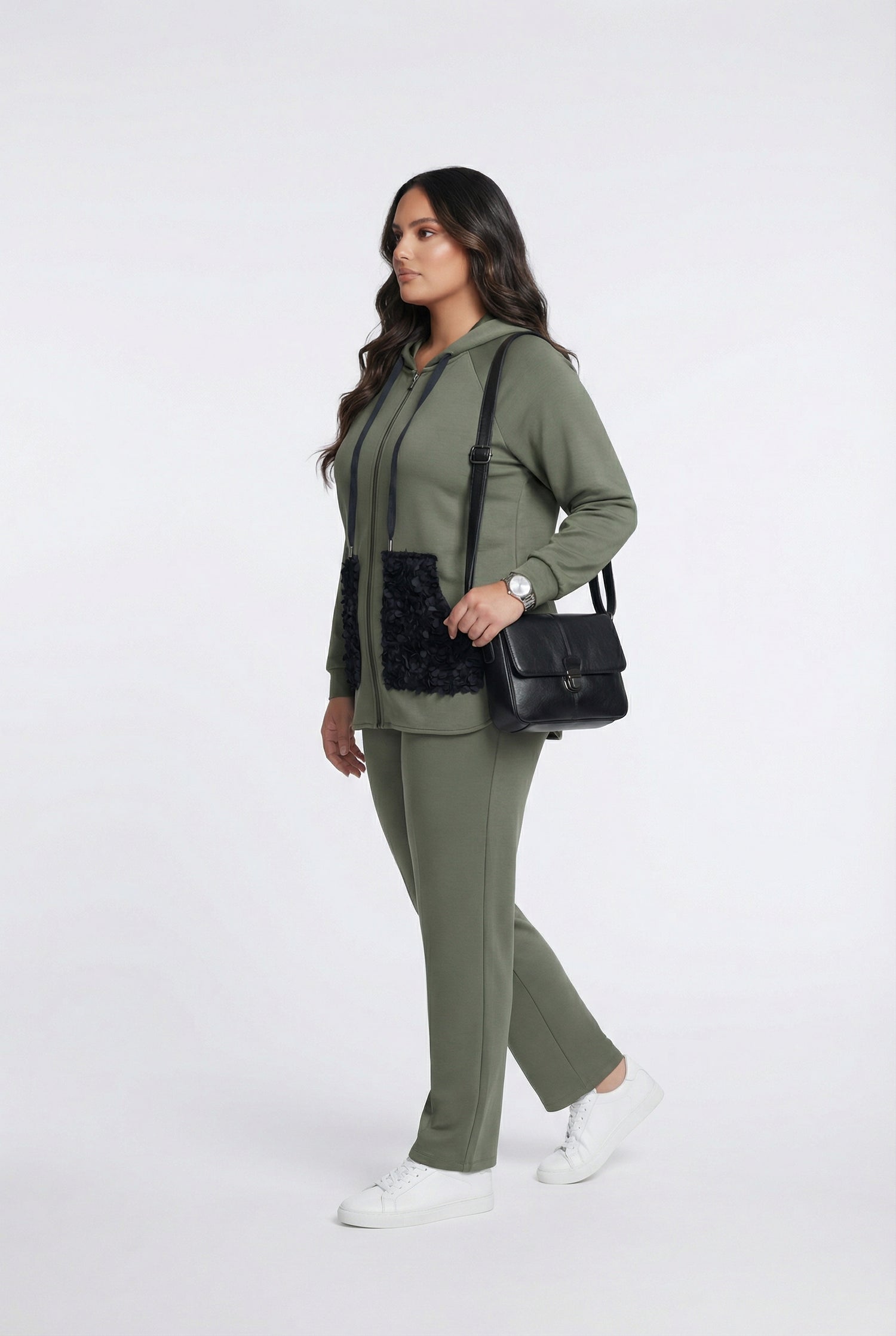 255981500 Zippered Hoodie Set - Brown Loft