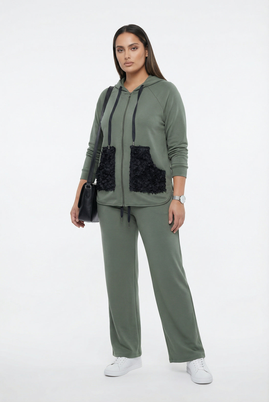 255981500 Zippered Hoodie Set - Brown Loft