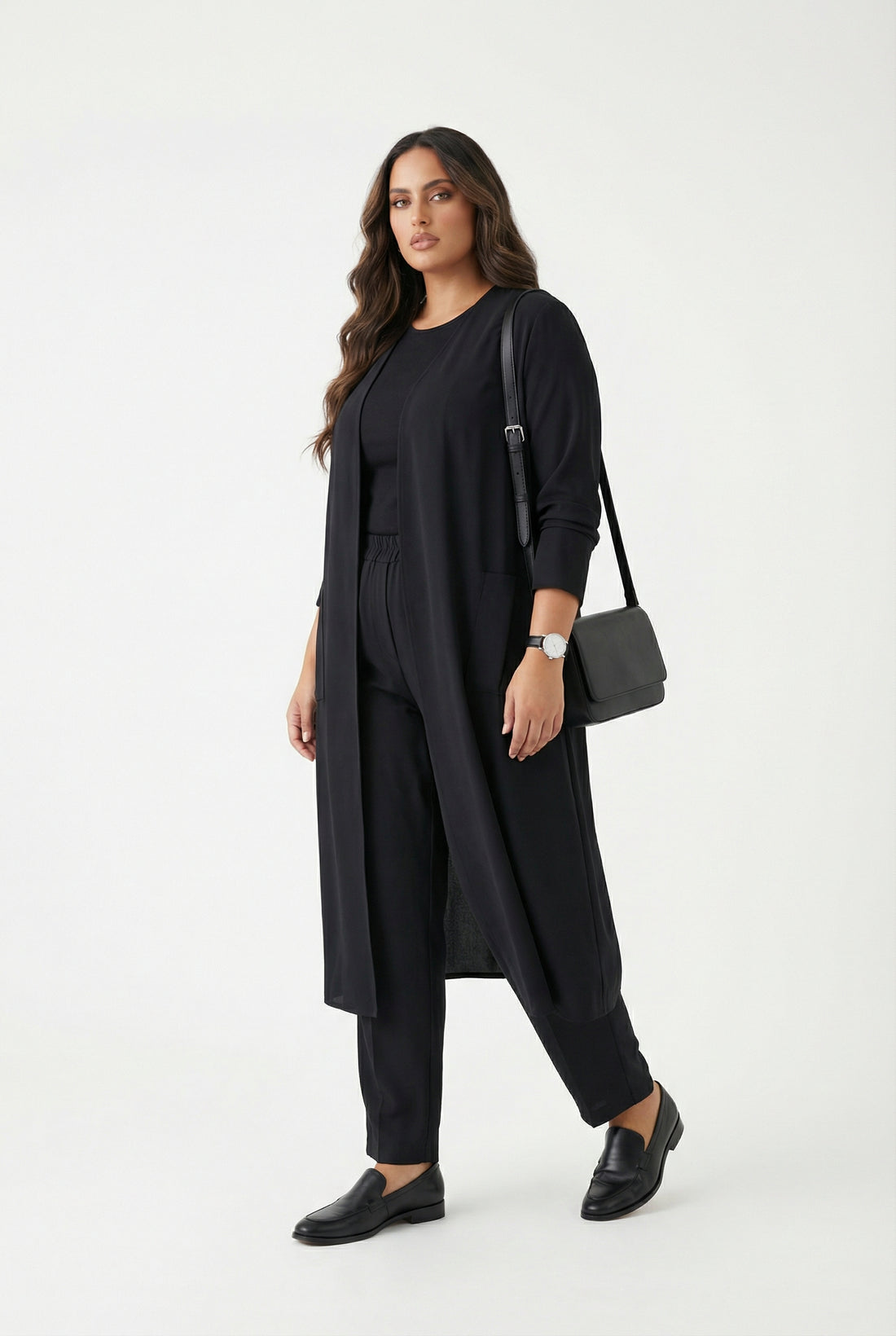 256099999 Open Front Long Cardigan - Brown Loft