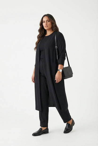 256099999 Open Front Long Cardigan - Brown Loft